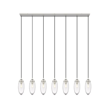 Z-Lite Arden Linear Chandelier, 7-Light, 4.75 In.W x 54 In.L x 12 In.H, Brushed Nickel/Clear 651P-7L-BN